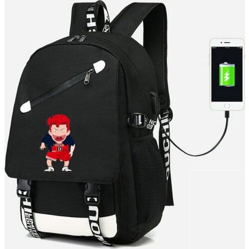 SLAM DUNK Basket Ball Fans Backpack USB bag Travel School Students Bag USB Fashion School Casual Laptop bag Gifts