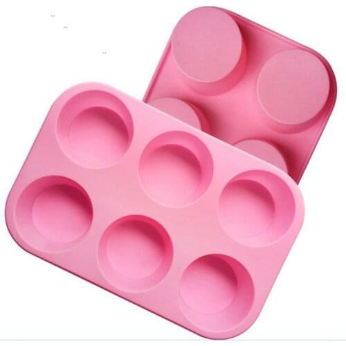 Pastry decorating 6 hole Cylinder Muffin Cup silicone mould Cake design chocolate mousse pudding silicone cake pan free shipping