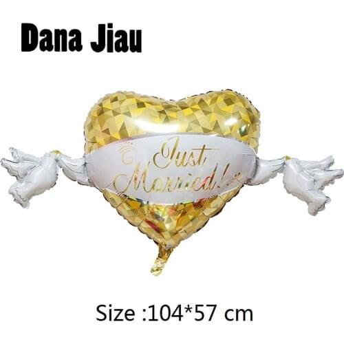 Yellow Heart Dove Loving Wedding Aluminum Foil Balloons Valentines Day Diamond Ring Ball Party Decorations