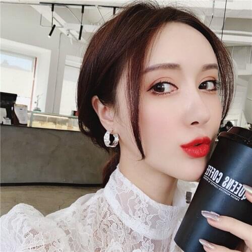 TIMEONLY Irregular Wide Alloy Hoop Earring for Women Ladies Retro C Shape Charms Earrings Street Style Hip Hop Accessories