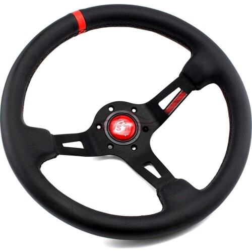 Universal 14'' 350mm Deep Dish JDM Style Leather Full Speed Auto Race Drifting Sport Car Racing Steering Wheel