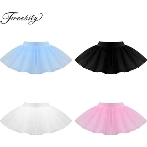 Kids Tutu Ballet Dance Skirt Girls Gymnastics Training Mini Tulle Skirt Children Stage Performance Ballerina Party Dance Costume