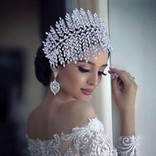 100% Handmade Crystal Bridal Hair Accessories Hair Jewelry Bridal Crown Women Tiara Rhinestone Wedding Headband Bridal Headwear
