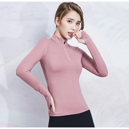 Willarde Women Slim Yoga Shirts Long Sleeves with Thumb Holes Zipper Running Cycling Tops Female Gym Workout Sport Tees