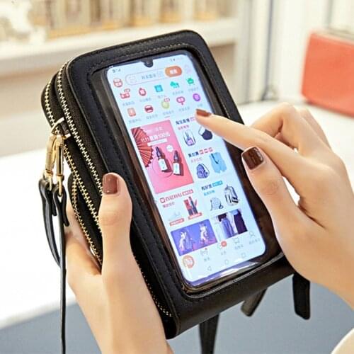 Women Touch Screen Cell Phone Purse Smartphone Wallet PU Leather Shoulder Messenger Handbag Female Mini Crossbody Pouch Purse