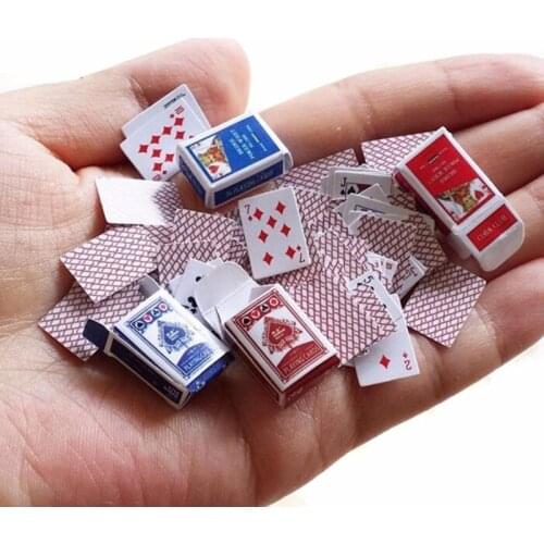1 Set 1:12 Cute Miniature Dollhouse Cute Mini Poker Playing Cards Style Random Mini Cute Poker For Dollhouse