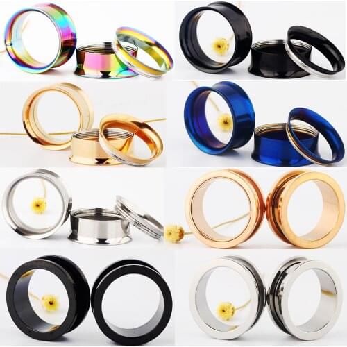 1PC 316L Stainless Steel Ear Plugs and Tunnels Ear Piercings Earlets Screwed Earring Expander Ear Gauges Body Jewelry Piercings
