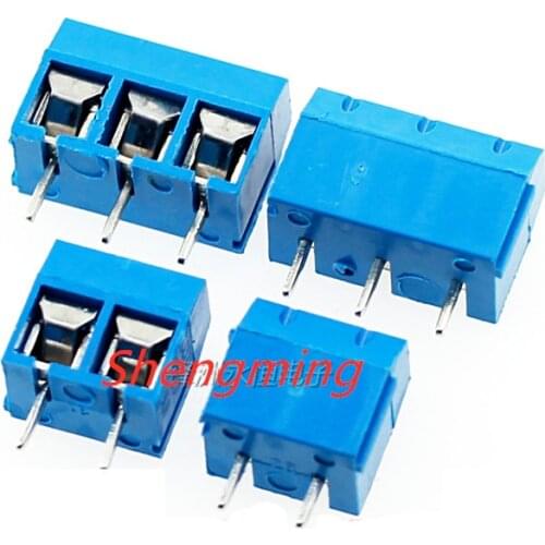 100pcs KF301-2P 301-3P 2 3 Pin Plug-in Screw Terminal Block Connector 5.0mm Pitch 2 3 Pin Screw Terminal Block