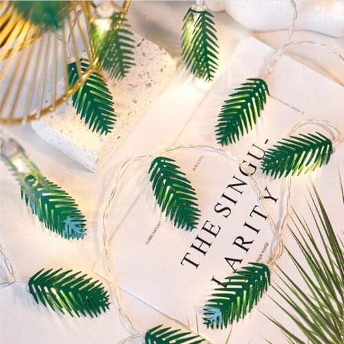 2pcs 20Led String Light Artificial Pine needles Iron Green Leaf for Home Wedding Decor Lamp DIY Hanging Garden Yard Lighting
