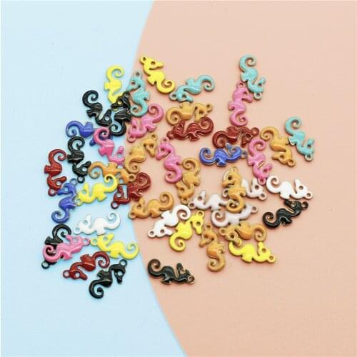 20PCS Fashion Jewelry Double Faced Enamelled Sea Horse Charms Animal Diy Metal Necklace Earring Pendants