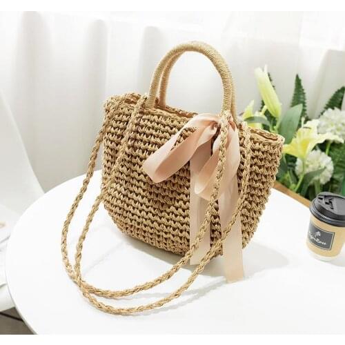 2020 Summer Beach Women Rattan Handbags Hand Woven Straw Bag Bohemian Ladies Fashion Tote Bohemia Shoulder Crossbody Bags bolsos