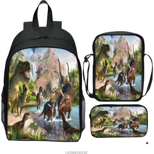 3 Pcs/Set Jurassic Park School Bag Sets Shoulder Bag Teenage Girls Boys Book Bag Children Backpack Mochilas