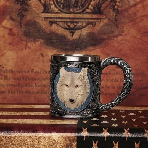 3D Stainless Steel Skull Mug Skeleton Helmet Wolf Death Design Home Bar Party Drinking Cup Halloween Gift