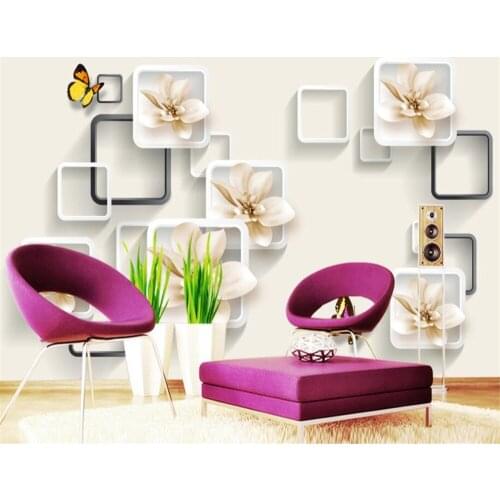 Beibehang Custom Modern Living Room Background Wall 3d Wallpaper Lily Butterfly 3D Stereo wall papers home decor papier peint