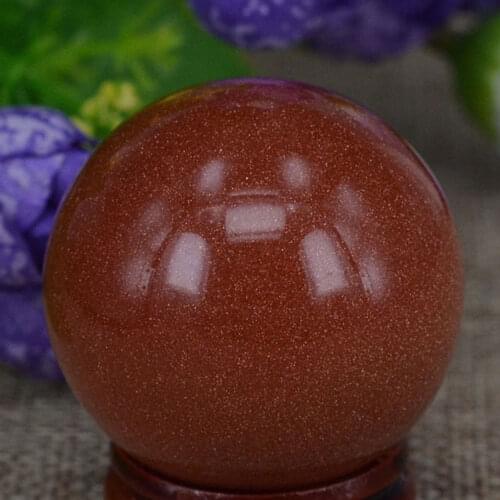 40mm(1.6")Red Goldstone Sand Sphere Crystal Globe Ball Chakra Healing Reiki Stone Carving Crafts W/Stand
