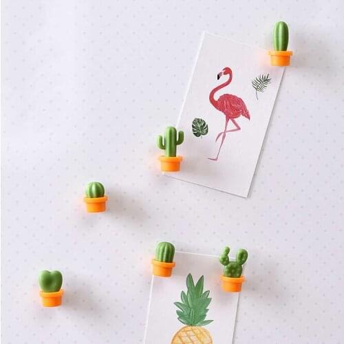 6Pcs Fridge Magnets Cute Succulent Plant Cactus Magnet Button Refrigerator Message Magnet Sticker Home Kitchen DIY Decor Gifts