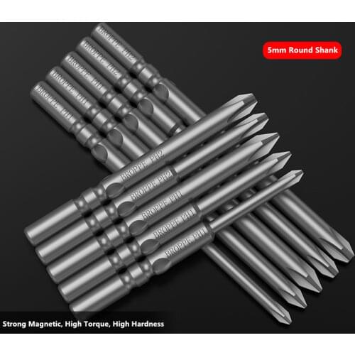 BROPPE 801 Phillips Electric Screwdriver Bit S2 Alloy Steel 5mm Round Shank Strong Magnetic Electric Screwdriver Bit