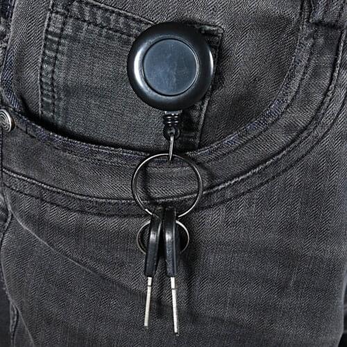 2Pcs 60cm Retractable Keychain Anti-lost Portable Nylon Cord Rope Keyring Outdoor Carabiner with Nylon Lanyard Key Holder Tool