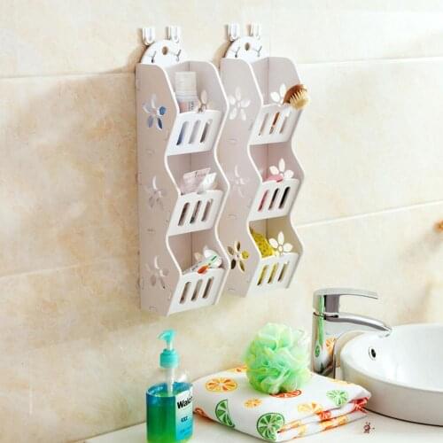 Wood Bathroom Shelf Hanging Storage Rack Creative Shower Caddy Cosmetic Shampoo Holder Soap Dish Bathroom Organizer with 2Hooks