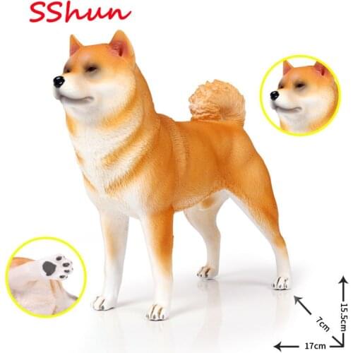 17*7*15.5CM Childrens Solid Simulation Animal Model New Yellow Shiba Inu Akita Pet Dog Model Toy Hand-made Decoration