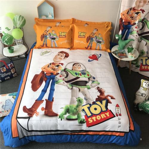 Disney Cartoon Toy Story Bedding Set Twin Size Bed Sheet for Kids Bedspreads Egyptian Cotton Quilt Duvet Covers Queen King linen