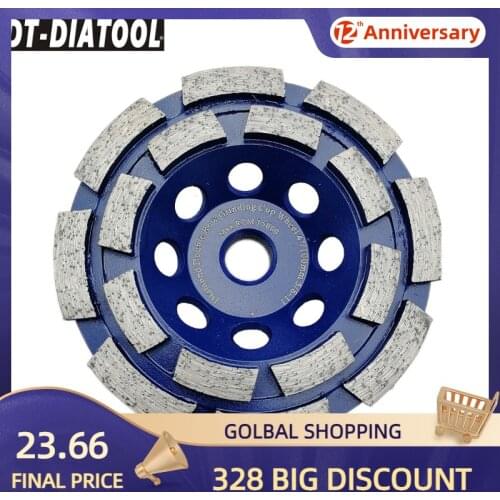 DT-DIATOOL 1pc 5/8-11 thread Dia 4inch/100mm Diamond Double Row Cup Grinding Wheel For Concrete Brick Hard Stone Granite Marble