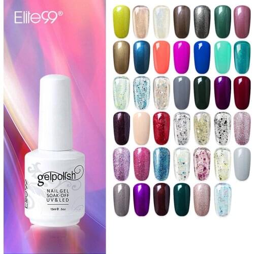 Elite99 Glitter Color 15ml Gel Nail Polish Soak Off Sequins Shiny Gel Polish For Manicure Semi Permanent UV Gel Polish Nail Art