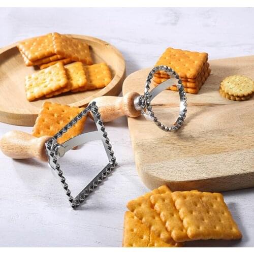 Zinc Alloy Biscuit Mould Solid Wood Handle Pastry Dumpling Skin Embossed Machine Pasta Cookie Cutter Mold Kitchen Baking Tool