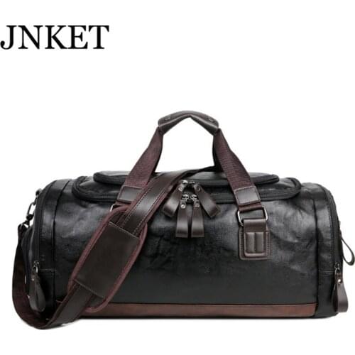 JNKET New PU Leather Large Capacity Travel Bag Mens Business Casual Backpack Fashion Handbag Shoulder Bag
