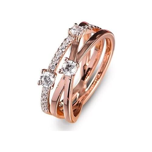 CKK Silver 925 Jewelry Sparkling Triple Band Ring For Women Gift Sterling Original Charms