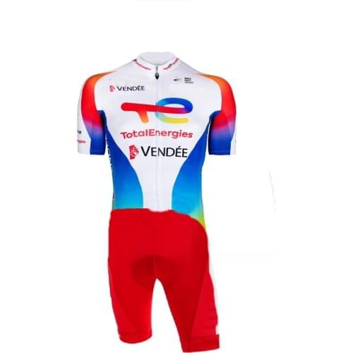LASER CUT Skinsuit 2021 TOTALENERGIES TEAM Bodysuit SHORT Cycling Jersey Bike Bicycle Clothing Maillot Ropa Ciclismo