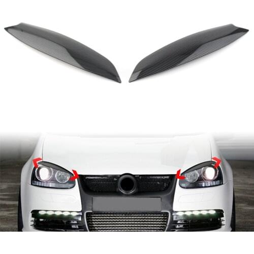 Car Eye Lid Eyebrow Cover Styling Headlight Trims For VW Golf 5 GTI R32 MK5 2005 2006 2007 Carbon Fiber Look ABS Plastic
