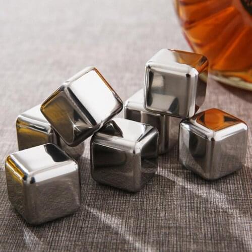 Stainless Steel Ice Cube Whiskey Metal Cubes Red Wine Stones Ice Cooler Cubes for Beer Bar Household Wedding Party LX8050
