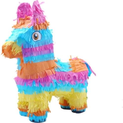 Hot Sale Donkey Pinata Paper Pinata Rainbow Donkey Shape Game Props Sugar Beat Creative Decoration For Children Birthday Party
