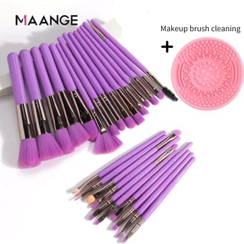 MAANGE 10/15/20/25pcs Neon Makeup Brushes Set with Cleaner Pad Powder Foundation Blush Eyeshadow BrushColourful Cosmetic Tools