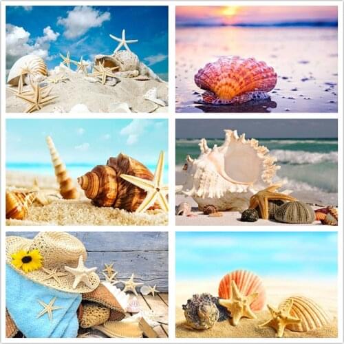 Fashion 5D DIY Diamond Embroidery Sandbeach Shell Home Decoration Landscape Mosaic Full Diamond Painting Cross Stitch