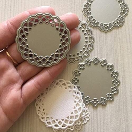 Metal Die Cuts Set Include 4 Different Patterns Round Lace Flower Border Cutting Dies Cut Stencils for DIY Scrapbooking