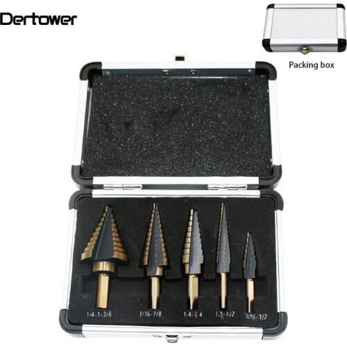 5pcs/Set HSS COBALT MULTIPLE HOLE 50 Sizes STEP DRILL BIT SET With Aluminum Case Inch Step Steel Plate Twist Reaming Drill