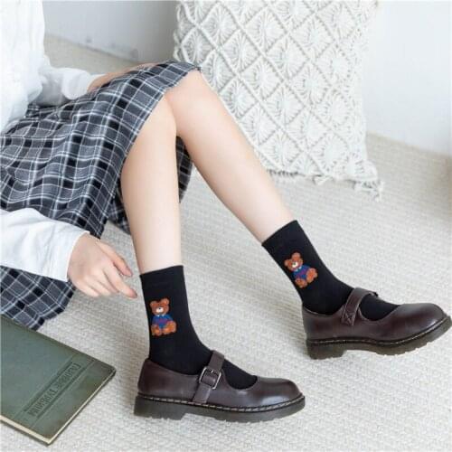 3pairs/set 2020 New Cartoon Womens Breathable Cotton Socks Cute Bear Lovely Animal Pattern Girl Sock Cotton Female Socks