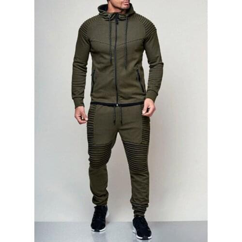 2021 Spring Autumn And Winter New DAY Fold Trend Trend Mens Sports Gym Fitness Leisure Pure Color Hip-Hop Mens Casual Suit