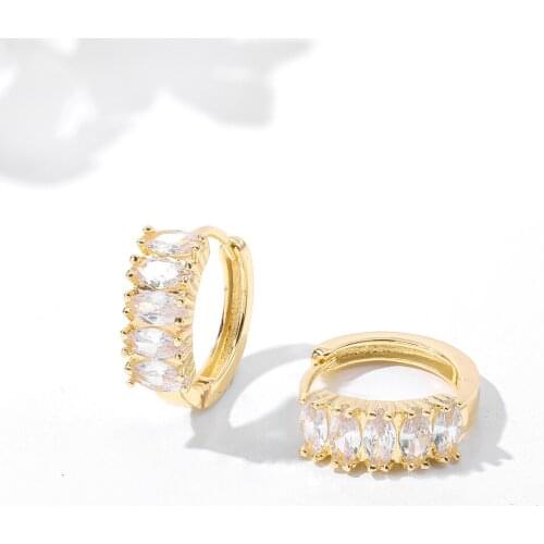 New Clear CZ Small Hoop Earrings for Women Fashion Geometric Zircon Crystal Huggie Earrings female Party Jewelry Gift