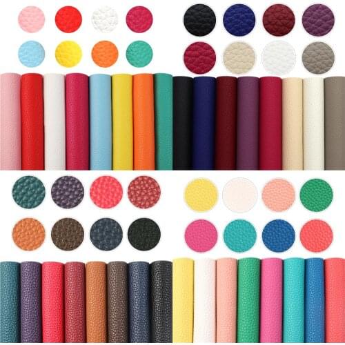 Solid Color Plain A5 Size Lychee Pattern Faux Synthetic Leather Fabric Sheets for Bowknots Earrings Crafts DIY Handmade Material