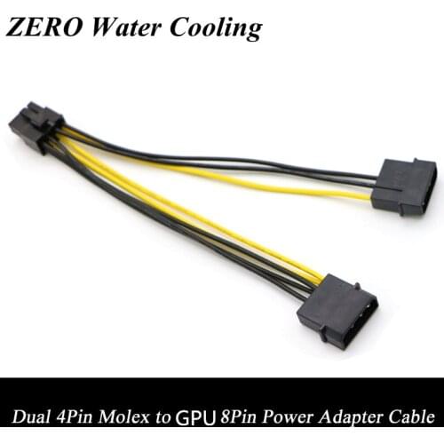 Wholesale 20pcs/Lot Free Shipping 15cm Dual 4Pin Molex to CPU 8Pin Power Adapter Cable