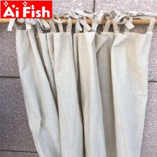 Original Hemp Tether Bedroom Curtain Finished White Nordic Simple Thickened Cotton and Line Living Room Curtains Fabric MY211#5