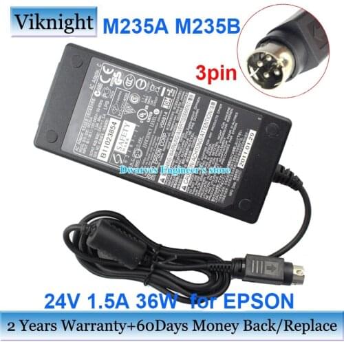Genuine M235A 24V 1.5A 36W AC Adapter Charger for EPSON TM-U220 TM-U288 TM-T88II TM-88III M235B Power Supply 4pin