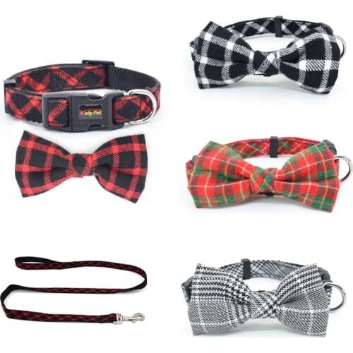 British Style Bow Pet Dog Collar for Small Medium Dogs Chihuahua Cat Collars Adjustable Puppy Leash Dog Chain Pets Accessories