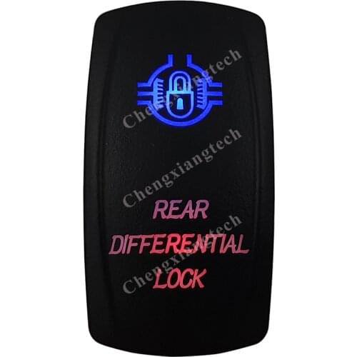 Rear Differential Lock Rocker Switch 5 Pins SPST On/Off Blue & Red Led 20A/12V 10A/24V Toggle Switch for Cars,Trucks, RVs, Boats