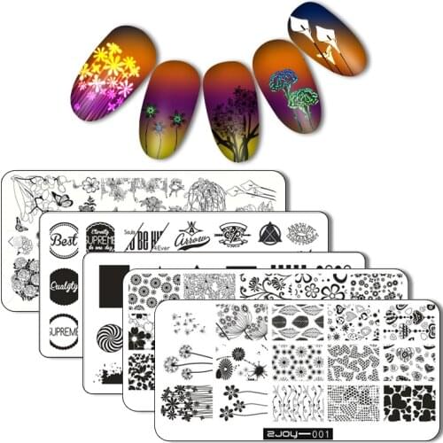 10pcs/set Rectangle Stamp Template Image Plate Flower Design Stamping Plate Manicure Nail Art Stamp Tool