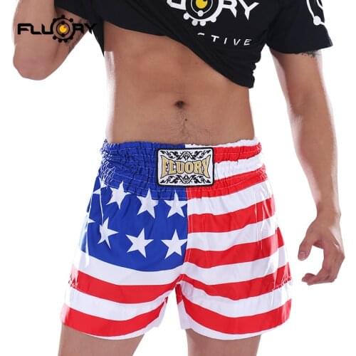 Fluory pink and white stripe boxing shorts printing star muay thai shorts