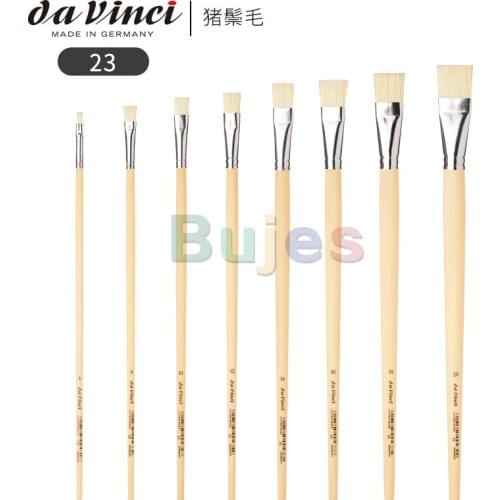 Da vinci brush series 23 hog Bristle hair, log long pen holder, flat head oil painting brush,edge drawing and fine line drawing